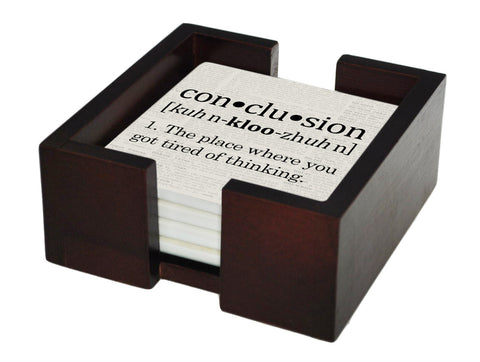 Conclusion Definition Coaster Set - Ceramic Tile 4 Piece Set - Caddy Included