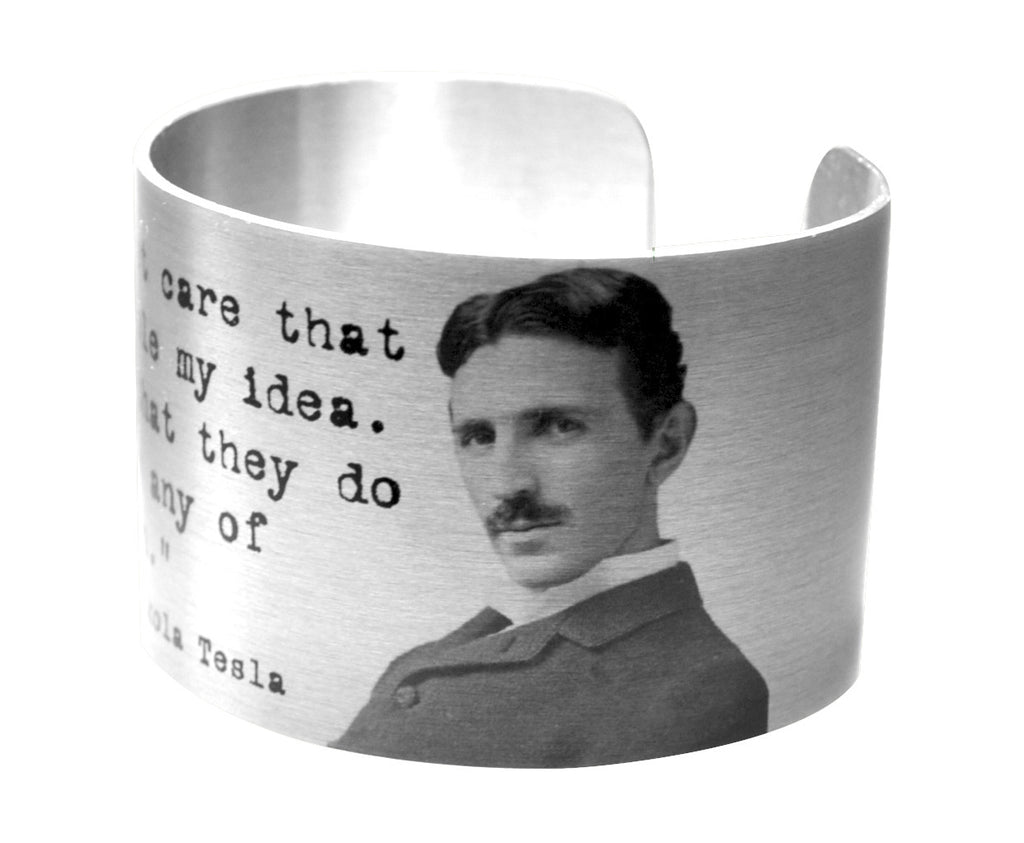 Tesla Quote Aluminum Wide Cuff Bracelet