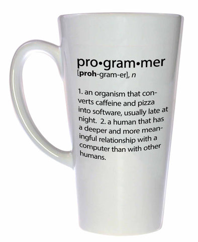 Programmer Definition- funny coffee or tea mug, latte size