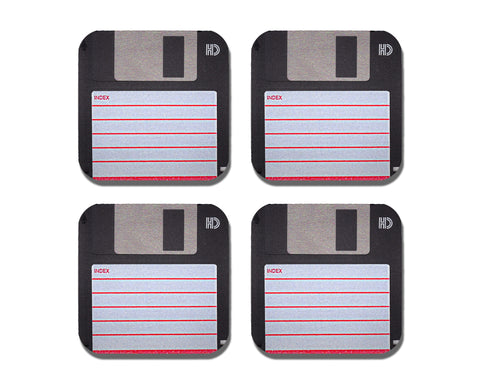 Floppy Disc Coaster Neoprene Fabric 4 Piece Set