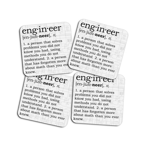 Engineer Definition Coasters with Display Holder