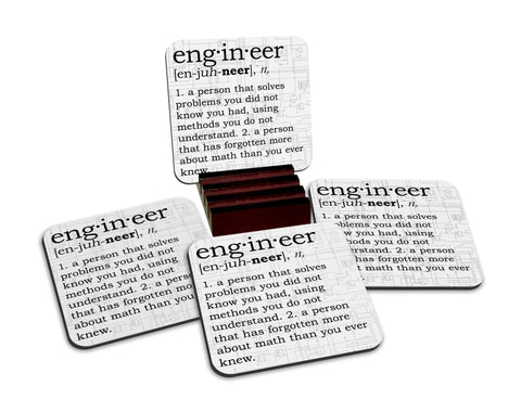 Engineer Definition Coasters with Display Holder