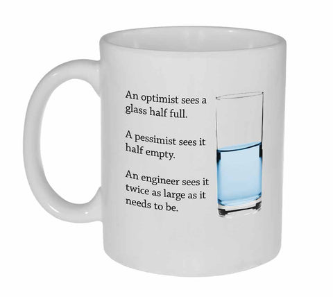 Engineer and a Glass of Water Coffee or Tea Mug