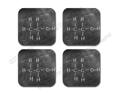 Ethanol Molecular Structure Chalkboard Image Neoprene Coaster Set