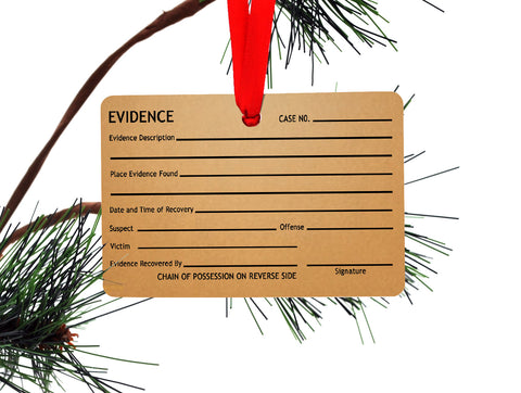 Evidence Tag Christmas Tree Ornament