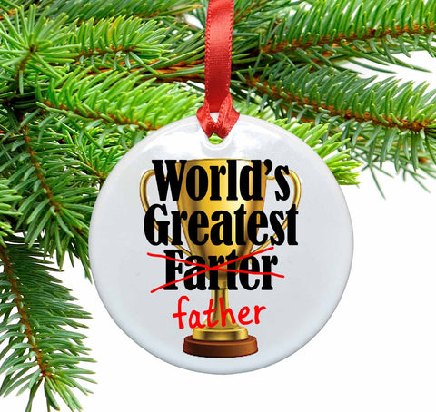 World's Greatest Farter (father) Ceramic Christmas Ornament