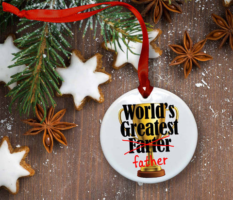 World's Greatest Farter (father) Ceramic Christmas Ornament