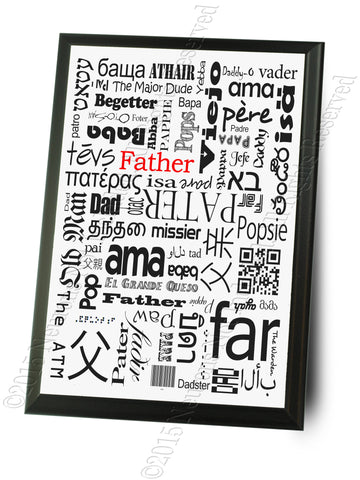 Father in Many Languages Fathers Day Typography Wall Plaque