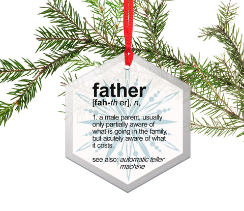 Father Definition Funny Glass Christmas Ornament