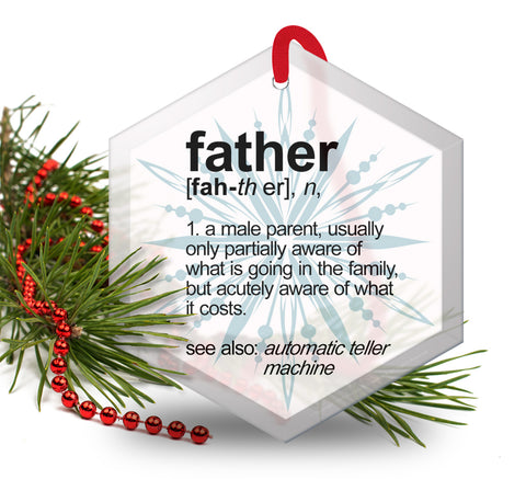 Father Definition Funny Glass Christmas Ornament