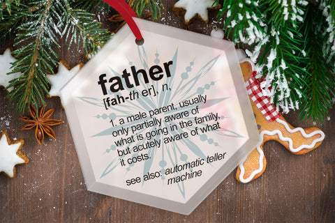 Father Definition Funny Glass Christmas Ornament