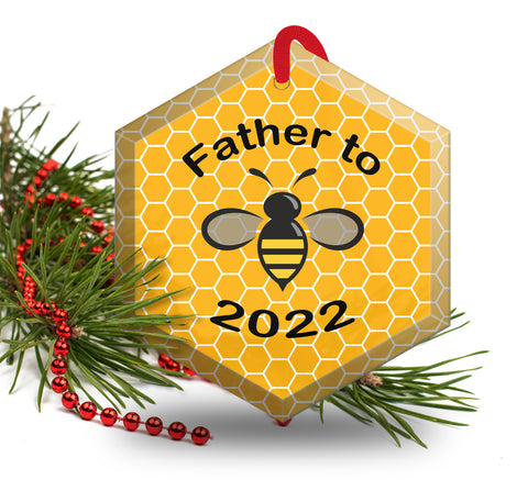 Father to Be ( Bee)  Beveled Glass Christmas Ornament - With Date