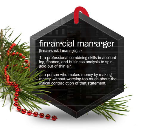 Financial Manager Definition Funny Glass Christmas Ornament