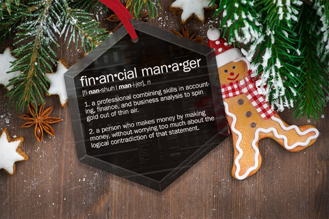 Financial Manager Definition Funny Glass Christmas Ornament