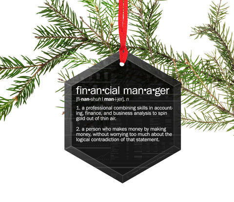 Financial Manager Definition Funny Glass Christmas Ornament