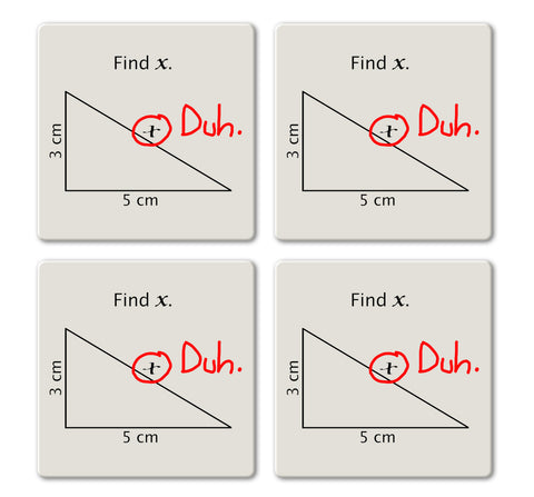 Find X Mathematic Coaster Set - Ceramic Tile 4 Piece Set - Caddy Included