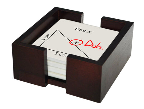 Find X Mathematic Coaster Set - Ceramic Tile 4 Piece Set - Caddy Included