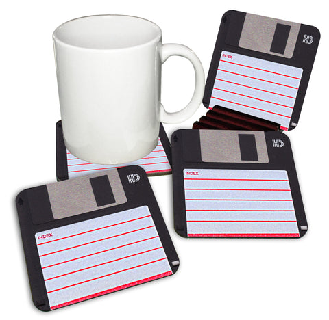 Floppy Disk Coasters with Display Holder