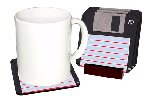 Floppy Disk Coasters with Display Holder