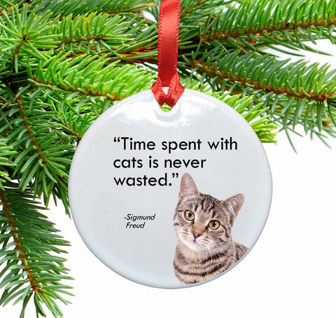 Time Spent with Cats Ceramic Christmas Ornament