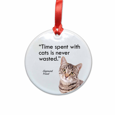 Time Spent with Cats Ceramic Christmas Ornament
