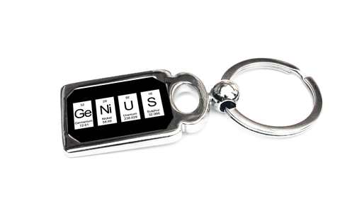 Genius Periodic Table of Elements Metal Key Chain - Perfect Science Teacher Gift