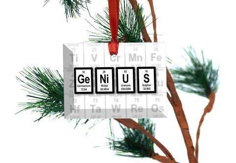 Genius Periodic Table of Elements Glass Christmas Ornament
