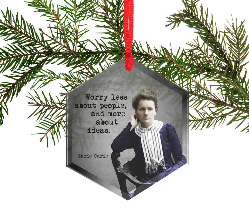 Famous Scientists Marie Curie Glass Christmas Ornament