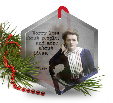Famous Scientists Marie Curie Glass Christmas Ornament