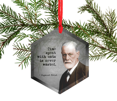Famous Scientists Sigmund Freud Glass Christmas Ornament