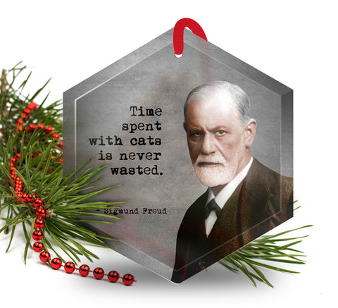 Famous Scientists Sigmund Freud Glass Christmas Ornament