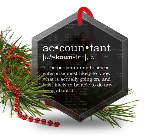 Accountant Definition Funny Glass Christmas Ornament