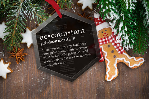 Accountant Definition Funny Glass Christmas Ornament