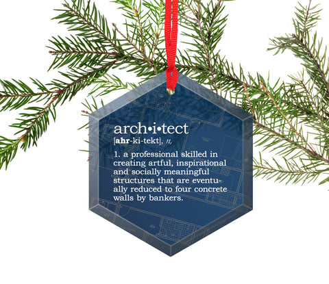 Architect Definition Funny Glass Christmas Ornament