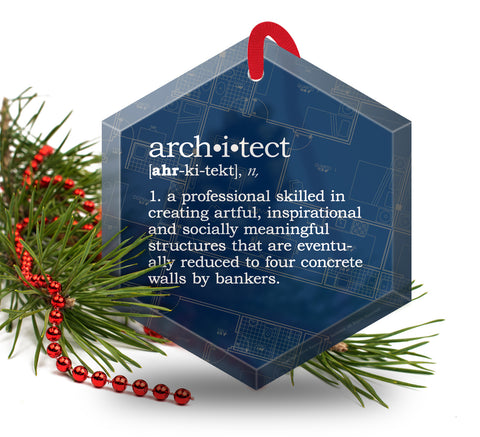 Architect Definition Funny Glass Christmas Ornament