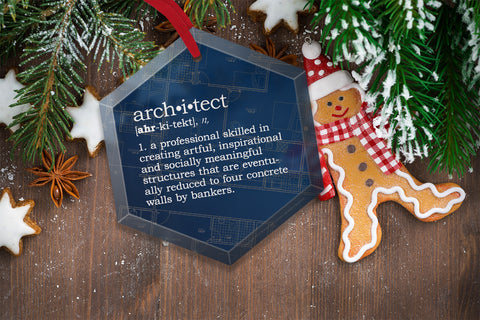 Architect Definition Funny Glass Christmas Ornament