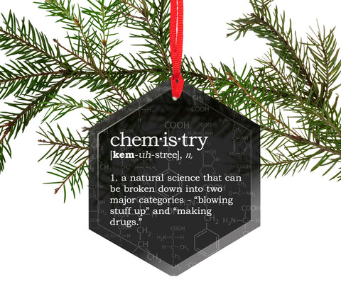 Chemistry Definition Funny Glass Christmas Ornament