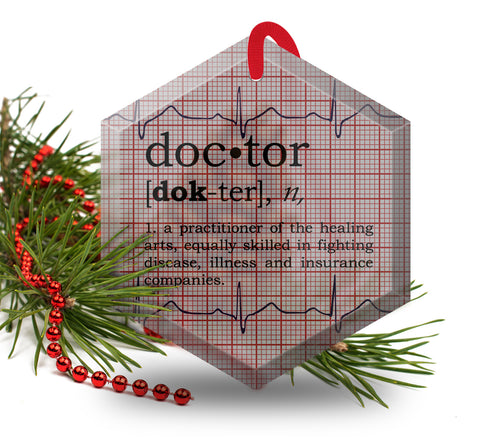 Doctor Definition Funny Glass Christmas Ornament