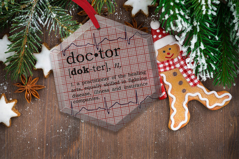 Doctor Definition Funny Glass Christmas Ornament
