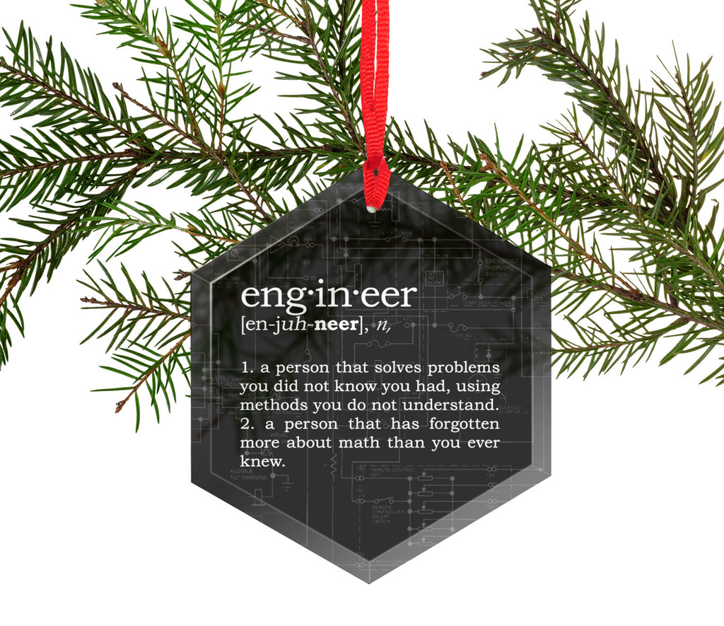 Engineer Definition Funny Glass Christmas Ornament