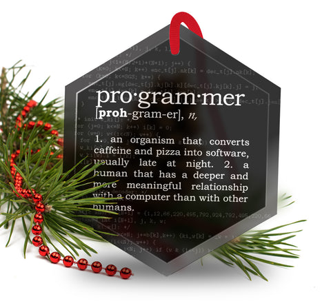 Programmer Definition Funny Glass Christmas Ornament