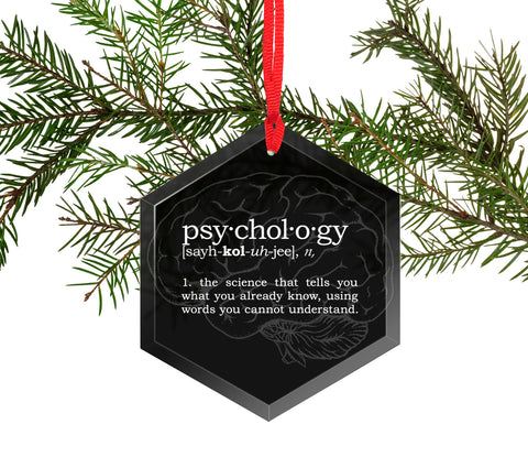 Psychology Definition Funny Glass Christmas Ornament