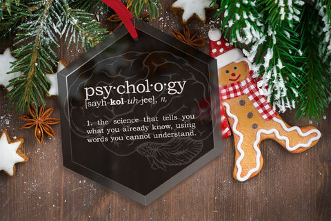 Psychology Definition Funny Glass Christmas Ornament