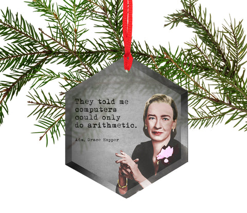 Famous Scientists Grace Hopper Glass Christmas Ornament
