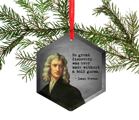 Famous Scientists Isaac Newton Glass Christmas Ornament