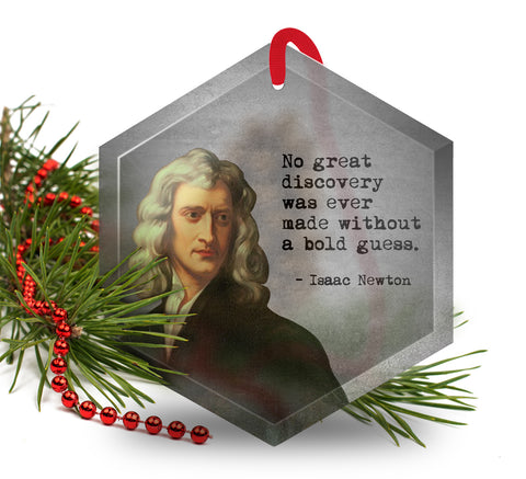 Famous Scientists Isaac Newton Glass Christmas Ornament