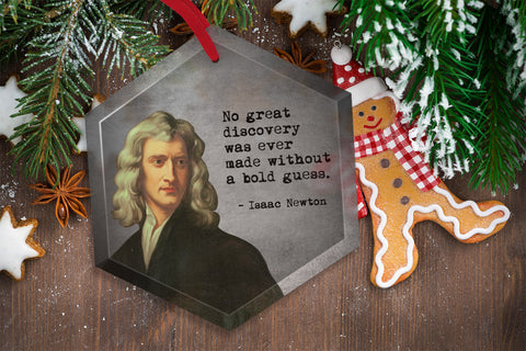 Famous Scientists Isaac Newton Glass Christmas Ornament