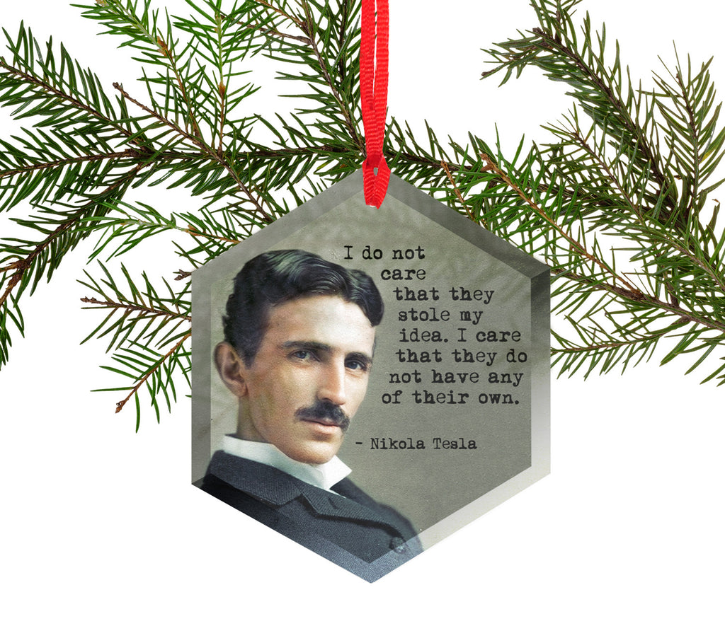Famous Scientists Nikola Tesla Glass Christmas Ornament