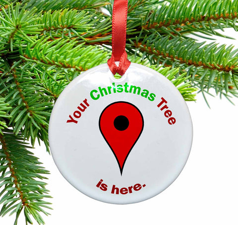 Google Maps Christmas Tree Locator Ceramic Christmas Ornament