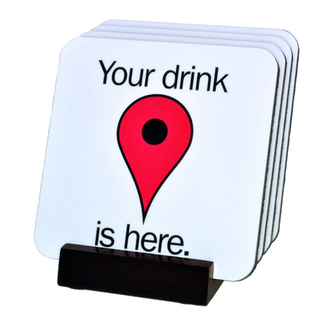 Google Map Pin Coasters with Display Holder